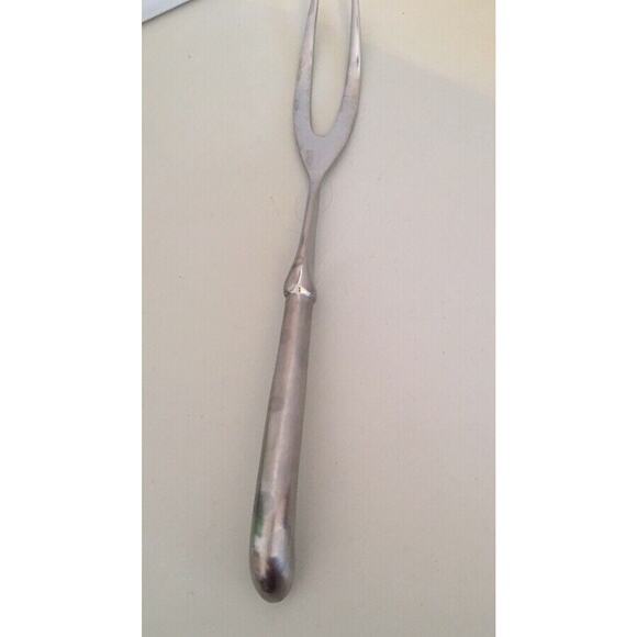 Vintage Reed & Barton Large Stainless Steel Carving Fork 11.5" L Brushed Handle - Picture 3 of 6